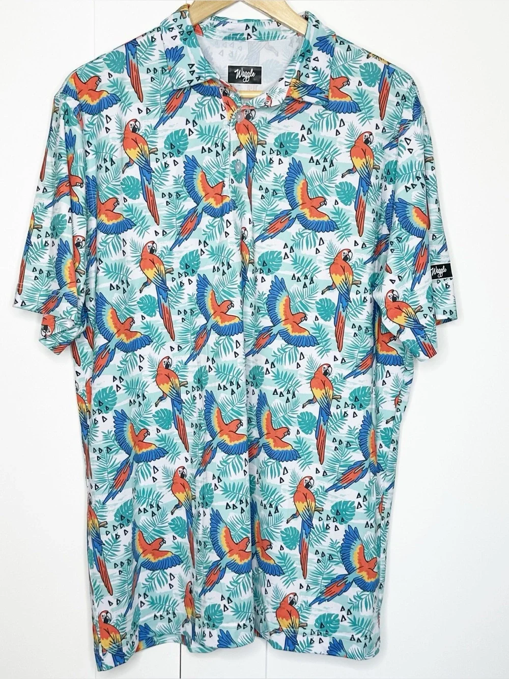Waggle Golf Parrot Bay performance polo shirt XL tropical Athleisure birds bold - Picture 4 of 9